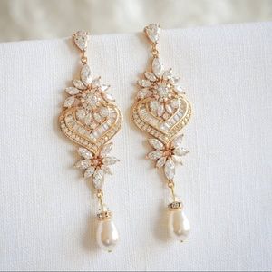 Gold chandelier bridal earrings